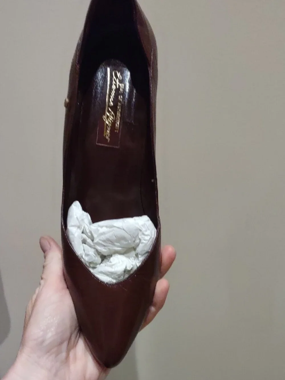 Etienne Aigner Dark Brown Leather Pointed-Toe Heels 9N